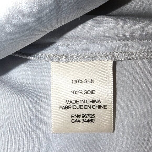 TAILORED Rebecca Taylor	| Icy Blue Long Sleeve Charmeuse Silk Blouse | Size 0 - Picture 10 of 11